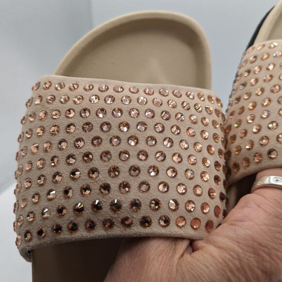 JW Anderson Suede Crystal Embellished Slides Beige Flat Sandals 38 US 7.5 NIB - Picture 5 of 13